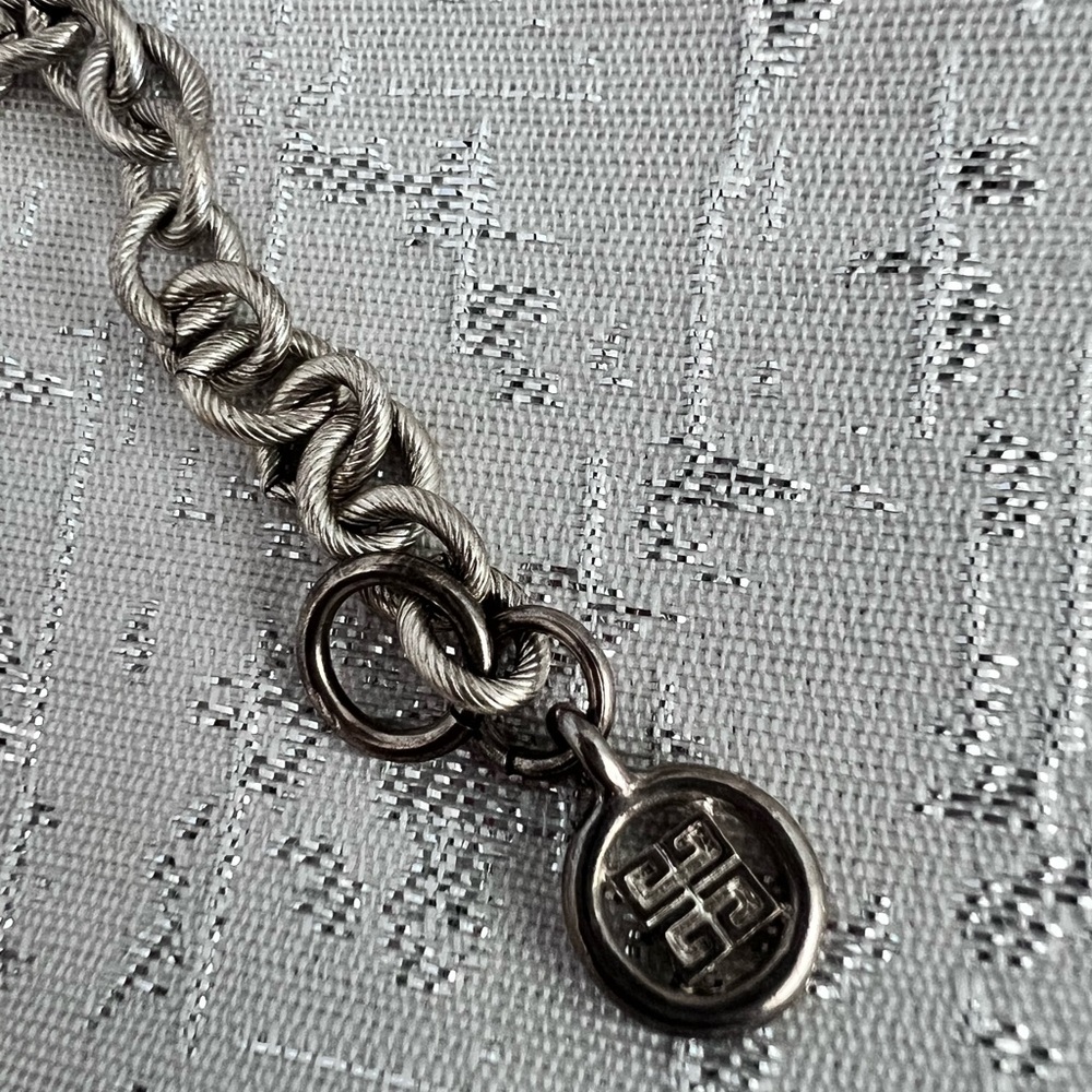 Givenchy Vintage 1980s Chain Belt Silver/ Pearl Stations 36" covertible necklace - Picture 5 of 9